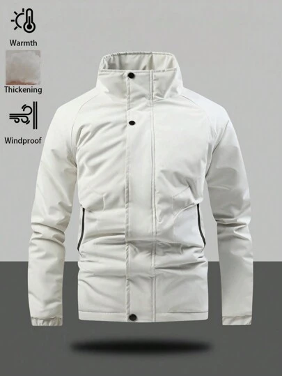 Manfinity Sport Corelite Abrigo deportivo acolchado con cuello alto con cremallera, de estilo informal para novio, para uso diario en otoño/invierno