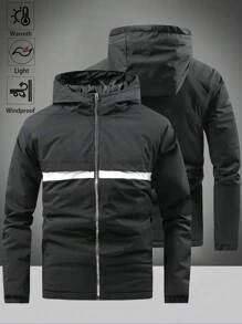 Manfinity Sport Corelite Boyfriend Style Men's Autumn Contrast Color Zipper Front Hooded Padded Coat Men Zip Up Jacketmen Zip Upmen Jacket Hoodiehoodie Jacket For Menmen Hoodie Jacket