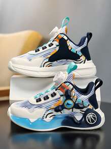 Children's Fashion Sports Shoes With Color Blocking, Luminous, Adjustable Rotary Buckle, Easy To Wear, Anti-Slip, Shock-Absorbent, Durable, Sneakers Colorful Sneakers - Multicolor - View 6