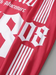 ROMWE MEN Street Life 男士运动长袖 T 恤、街头服饰 - 粉色 - 查看 5