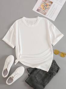 INAWLY 素色圓領T恤 - 白色 - 查看 1