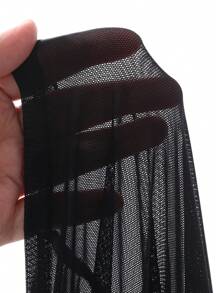 DAZY Women's Solid Color Long Sleeve Sheer Mesh Open Shoulder Form-Fitting Sexy Nightgown For Going Out