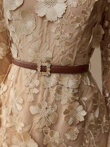 MOTF PREMIUM FLORAL EMBROIDERY A LINE DRESS - Apricot - View 3