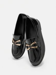 CUCCOO BIZCHIC Flache minimalistische, modische, nischenspezifische Freizeitloafer mit schwarzem Metallverschluss - Schwarz - Übersicht 9