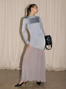 AiiRZ Satin Long Sleeve Maxi Dress