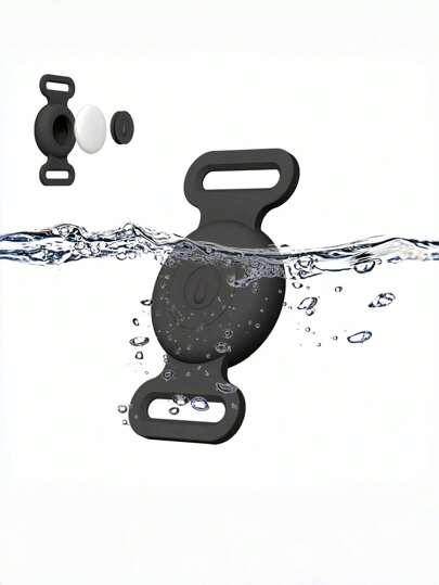 Waterproof Airtag Dog Collar Holder Silicone Protective Airtag Case For Pet Collar Durable Anti Lost GPS Tracker Cover For Dogs Cats Puppy Lightweight Soft Comfortable Pet Accessories Black Blue