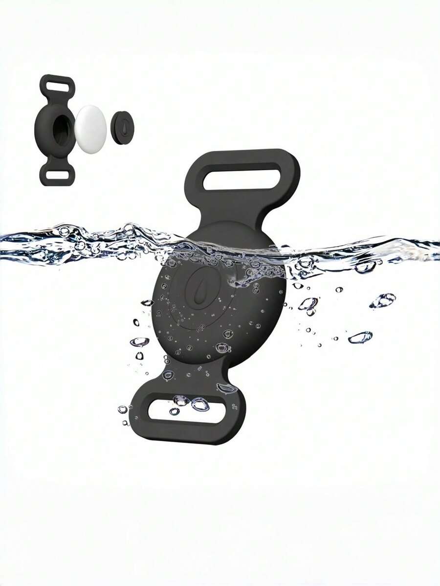 Soporte de collar de perro a prueba de agua y a prueba de aire para Airtag, estuche protector de silicona Airtag para collar de mascotas, cubierta antirrobo duradera GPS para perros, gatos, cachorros, accesorios para mascotas livianos y suaves, negro y azul