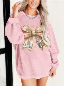 INAWLY 女士休闲简约卫衣，日常穿着套头衫，秋季卫衣 - 粉色 - 查看 3