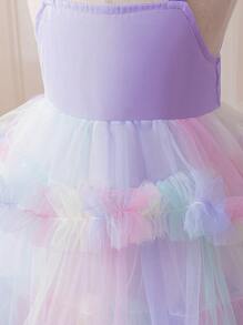 Glamorique Kids Weihnachtsdekoration Zuhause, Weihnachts-Pyjamas, Familienpartykleidung | Mädchen Mehrschichtiges Regenbogen-Tortenkleid, Süßes Schmetterlingsfügel Feenkostüm Regenbogenfeenkleid, Premium Spitzenbesatz Kleid, Unverzichtbares Weihnachtsmittelpunkt-Kleid - Pink - Übersicht 5