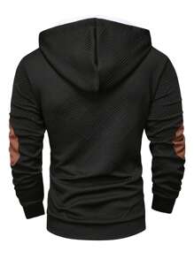 Manfinity Homme Hanorac casual pentru bărbați, de culoare solidă, cu mozaic, cu închidere cu nasturi