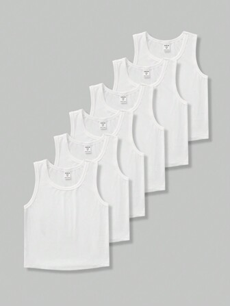 SHEIN 6 件装 男童纯色圆领背心