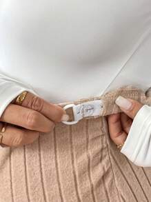 SHEIN 孕妇可调节腰围纯色裙子 - 杏色 - 查看 6