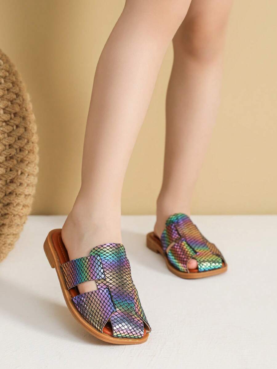 儿童时尚平底拖鞋 女童凉鞋 儿童夏季鞋 - 彩色 - 查看 1