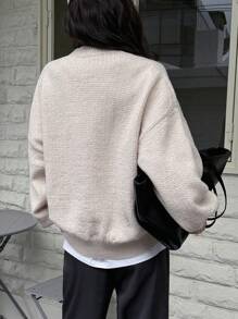 Dazy-Less Suéter de punto holgado de cuello alto y unicolor para mujer, ropa de mujer de otoño