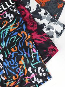 Set de 4 calzoncillos boxer casuales para hombre con estampado de letras y parches