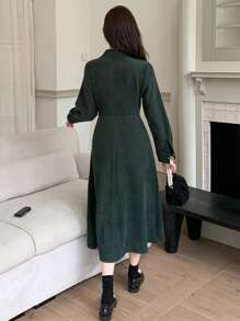 DAZY Women Cross-Wrapped Solid Color Elegant Long Sleeve Midi Dress, Autumn/Winter,Fall Women Clothes