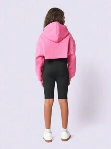 SUMWON Tween Girls Super Crop Overhead Hoodie And Brooklyn Unitard 2 Piece Set - Pink - View 2