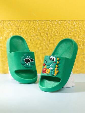 1 双可爱恐龙儿童拖鞋，夏季新款，防滑室内居家户外幼儿男孩/女孩中小童