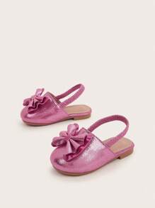 1 par de pantuflas cómodas y versátiles con lazo para niños pequeños - Rosa Fucsia - Ver 2