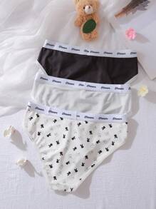 3pcs/Set Comfortable & Cute Cartoon Print Girls Underwear, Teen Sizes - Multicolor - View 2