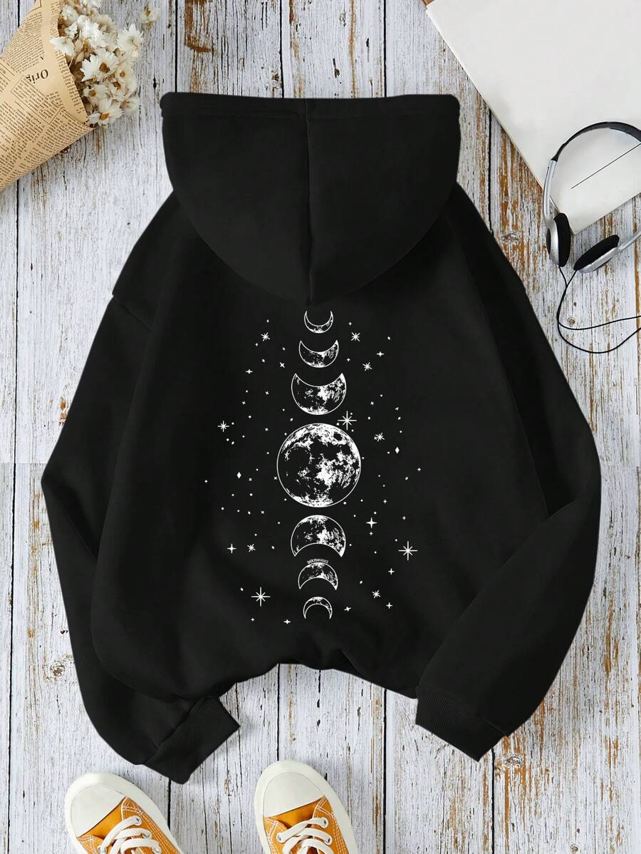 INAWLY Plus Size Long Sleeve Printed Hoodie, Casual Everyday Wear Graduation,Back To School,Graduation,Teacher For Women,Back To School Pullover Fall Winter Autumn - Black - View 1
