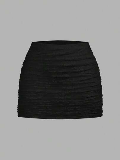 SHEIN EZwear Váy mini ren hoa màu đen trong suốt nhiều lớp gợi cảm cho nữ, bó sát