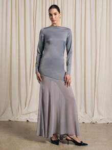 AiiRZ Satin Long Sleeve Maxi Dress