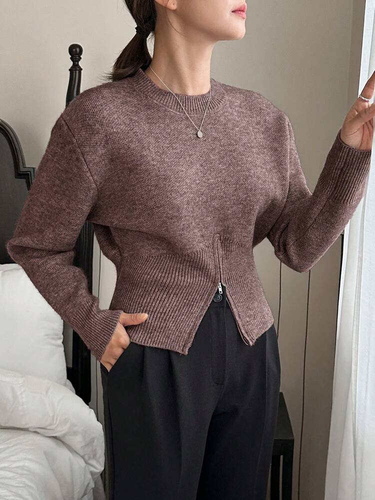 Women's Design Sense Half-Zip Pullover Sweater,Fall Clothes