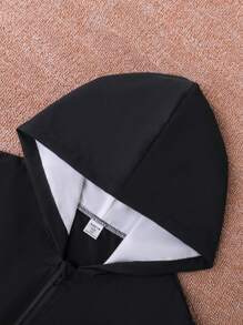 Boys' Basic Casual Drawstring Hooded Zip-Up Jacket