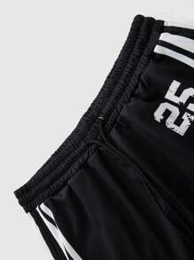 Manfinity Roghcode Manfinity EMRG Black Interesting Pattern Basketball Jersey Style T-Shirt & Shorts Set, Unisex Couple Matching Outfit,Men Two Pieces Outfits - Black - View 4