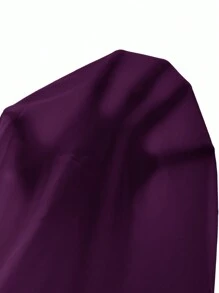 SHEIN Clasi 女士纯色短袖立领休闲短款迷你连衣裙 - 紫色 - 查看 6