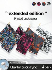 Set de 4 calzoncillos boxer casuales para hombre con estampado de letras y parches