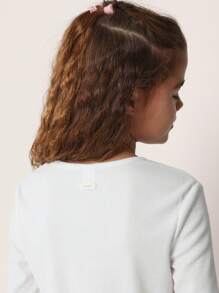 SUMWON Ribbed Long Sleeve Fitted Crop Top Classic Basic Casual Spring Fall Layering Tween Girl Everyday Wear Essential School Outfit - White - View 5