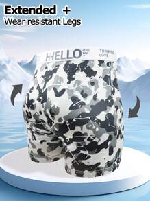 Set de 4 calzoncillos boxer casuales para hombre con estampado de letras y parches