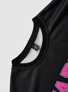 Manfinity Roghcode Manfinity EMRG Black Interesting Pattern Basketball Jersey Style T-Shirt & Shorts Set, Unisex Couple Matching Outfit,Men Two Pieces Outfits - Black - View 8