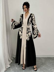 Chiquease Women's Solid Color Panel Long Sleeve Simple Long Dress - Multicolor - View 6