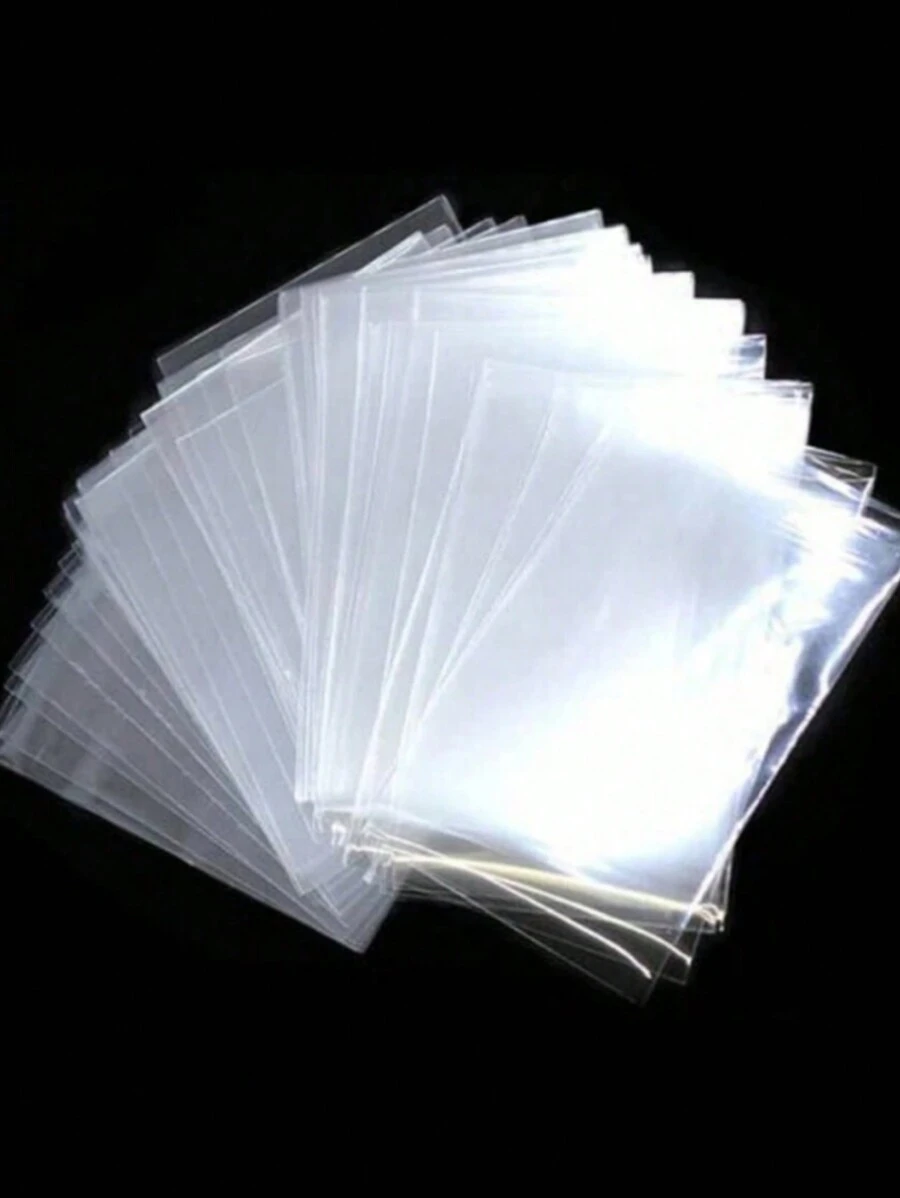100/200pcs Plastic Transparent Card Storage Bag Not Sealed Self Adhesive Sealed 2 Styles Card Collection Bag Football Game Card Sleeves Protector Trading Card Holder Organizer Clear PVC Pocket Storage Box Display Collectible Tools For Sports Fans Collectors,Office Storage - White - View 1