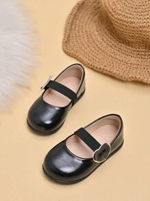 Toddler Girls' Comfortable Versatile Elastic Band Heart Design Princess Flat Shoes, Suitable For Spring And Summer - Black - View 4