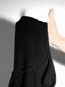 TRNVIE 1pc Sexy Black Open Shoulder Hollow Out Tight Fitting Long Sleeve Dress, Fashion Party Wear For Women, Autumn/Winter - Black - View 7