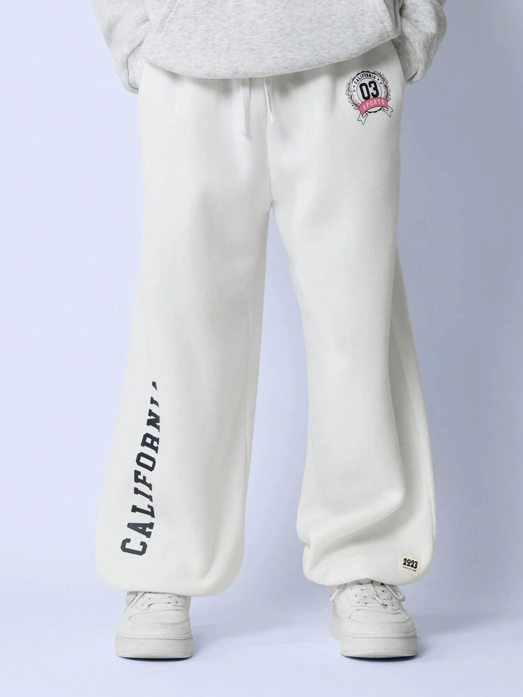 Pantaloni jogger da ragazza pre-adolescente a vita alta, con stampa grafica della California in stile anni 90