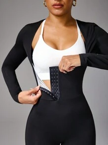 Easithlete Malla de neopreno de manga larga con ajuste entallado para sudoración, traje de ejercicio de sauna