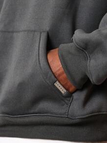 SUMWON Regular Fit Essential Overhead Hoodie - Dark Grey - View 4