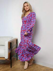 SHEIN LUNE Women's Casual Geometric Print Dress