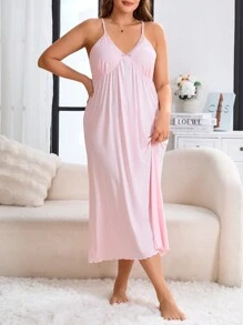 Plus Size Lace Patchwork Long Sleeve Minimalist Coat & Dress Loungewear Set, Vacation