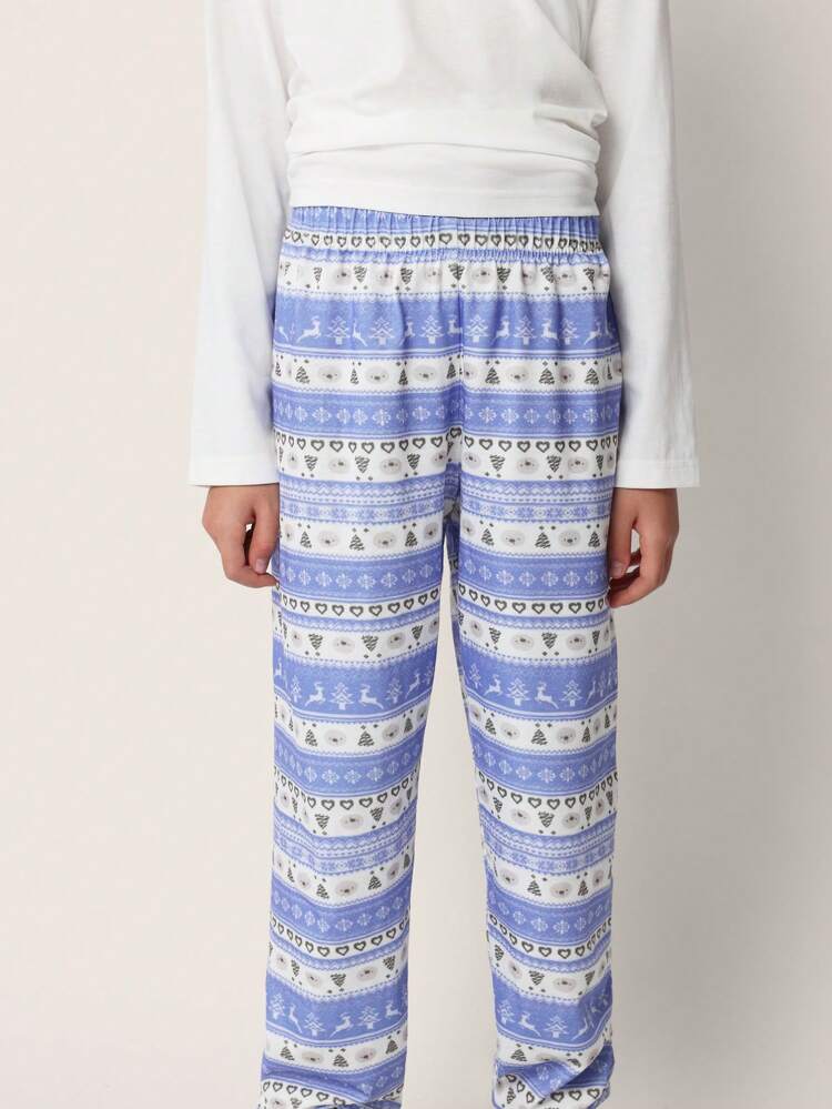 페어 아일 프린트 조거 팬츠 세트와 긴팔 티셔츠