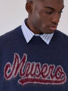 'Musero' Soft Knit Crewneck Sweatshirt - Royal Blue - View 5