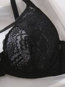 1pc Lace Bandeau Sexy Pushup Underwire Lingerie Bra For Women - Multicolor - View 4