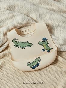 Cozy Pixies 1pc Infant Soft Silicone Waterproof Durable Bib, All-Season Crocodile Design - Grey - View 1