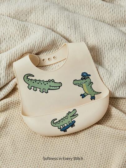 Cozy Pixies 1pc Infant Soft Silicone Waterproof Durable Bib, All-Season Crocodile Design