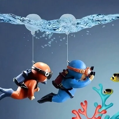 Tượng thợ lặn bằng nhựa cho bể cá - Đồ trang trí thợ lặn nổi với bóng nổi, Đồ trang trí bể cá sáng tạo cho vật nuôi dưới nước, Phụ kiện cảnh quan dưới nước, Đồ trang trí bể cá cho gia đình, văn phòng, Đồ trang trí cảnh quan thủy sinh độc đáo
